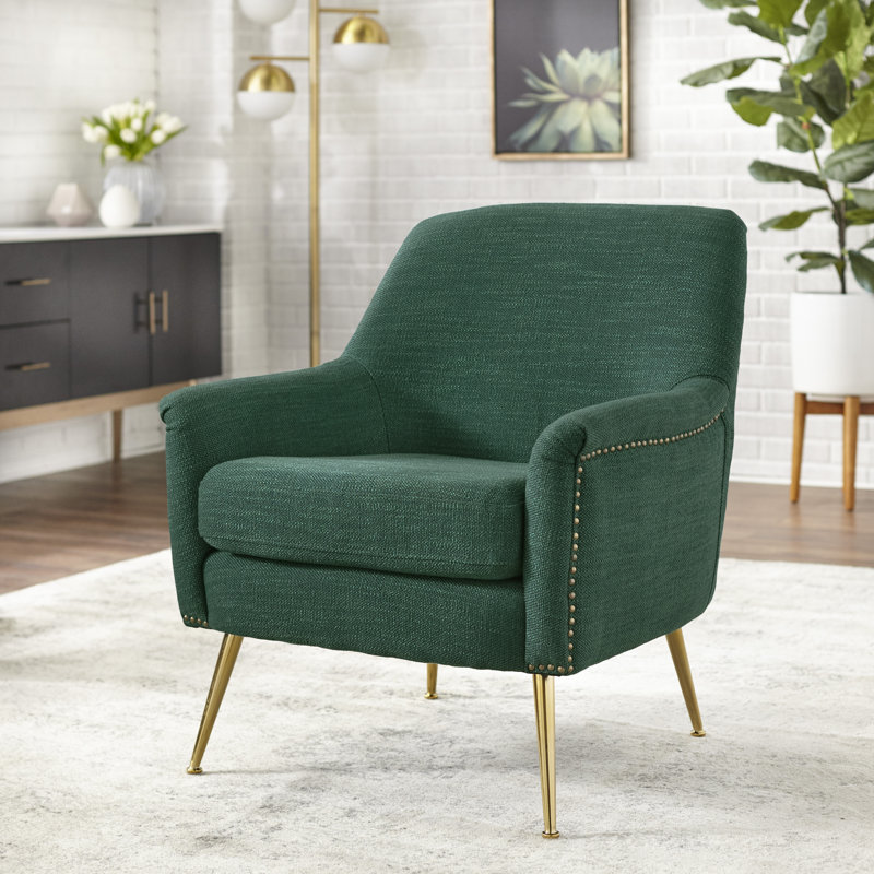 Beauford Upholstered Armchair, Dark Green Polyester Blend