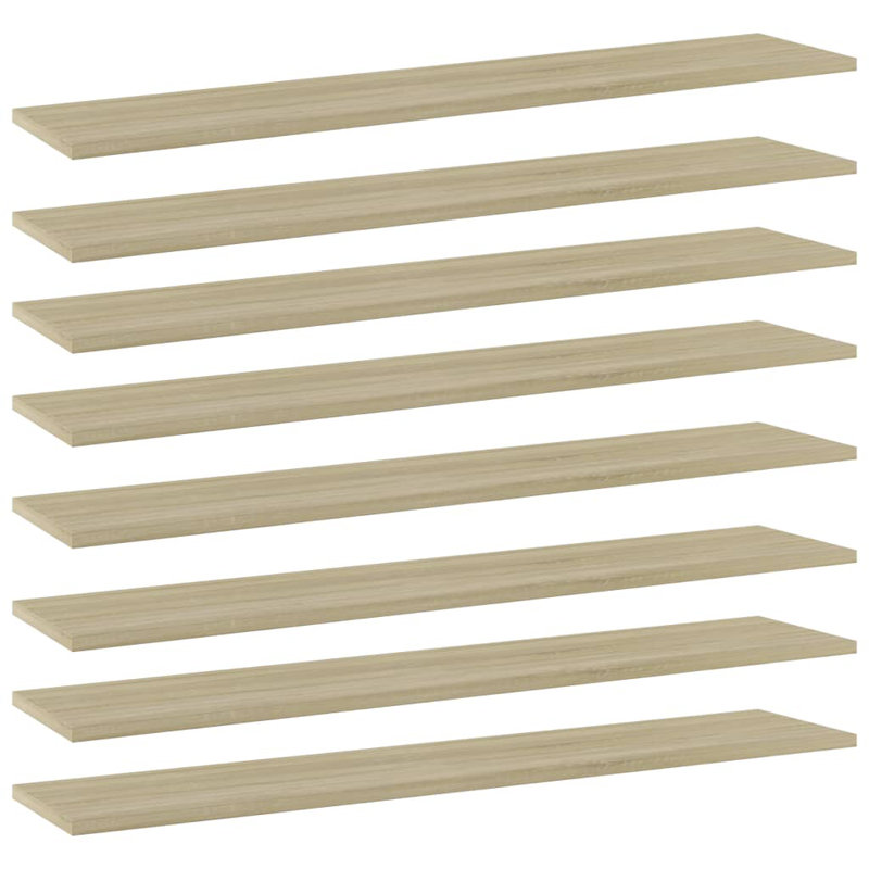 Bookshelf Boards 8 pcs Engineered Wood, Sonoma Oak, (8 Shelves) 0.59" H x 39.37" W x 7.87" D