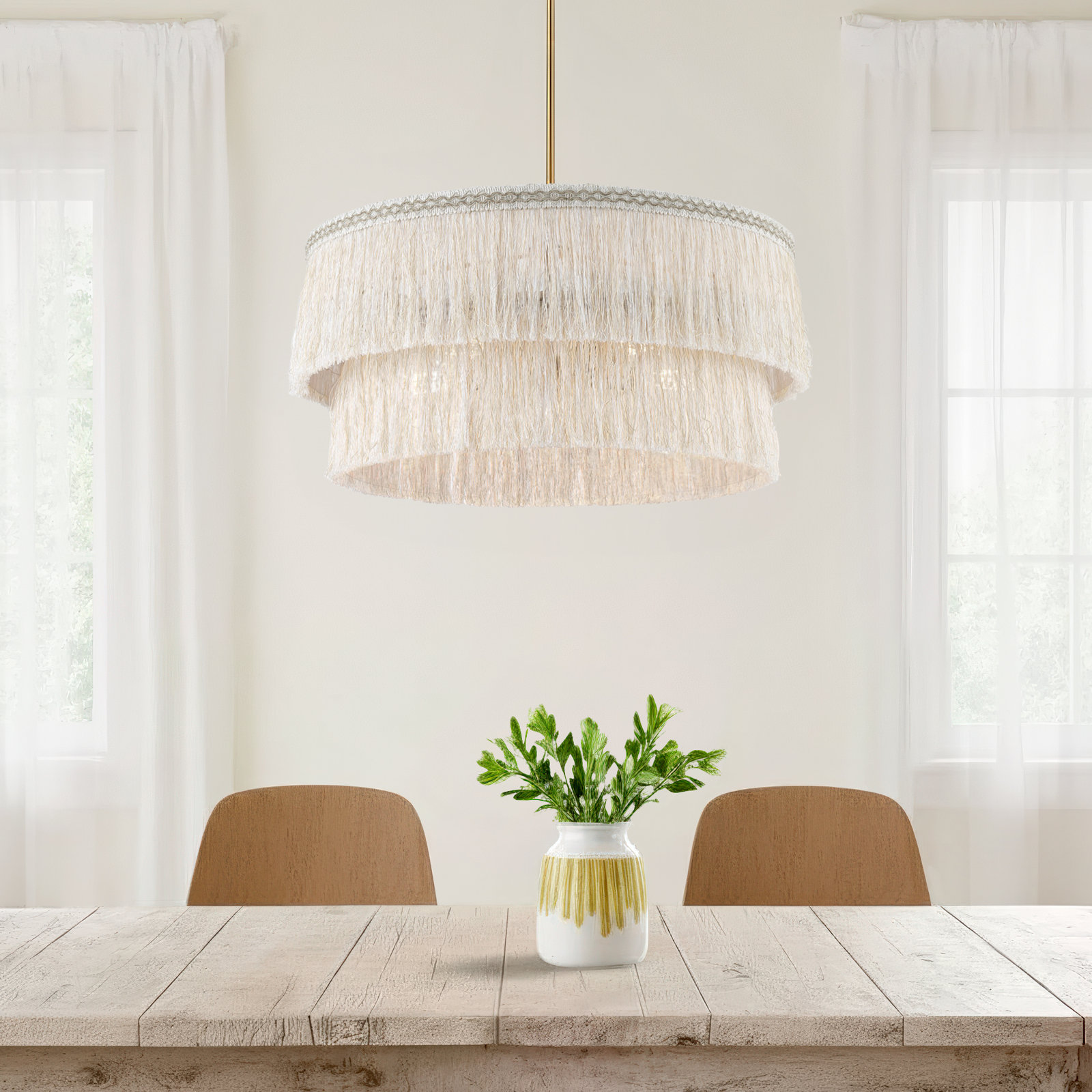 Aretha 5-Light Pendant In Natural Brass