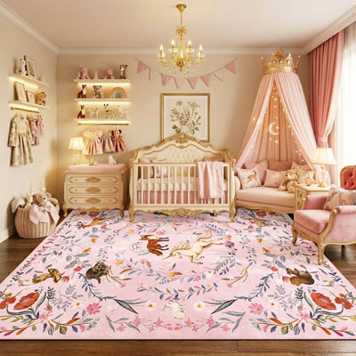 Fairytale Woodland Washable Non-Slip Area Rug