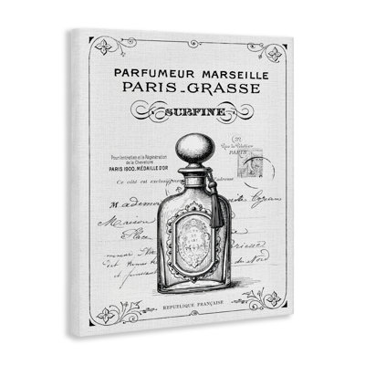 Vintage French Luxury Bottle Canvas, design by Lettered and Lined