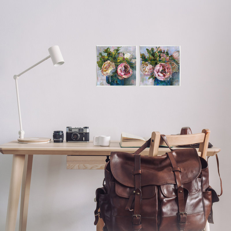  Ensemble de plaques murales «Impasto Choux roses dans des vases» par Borcherding