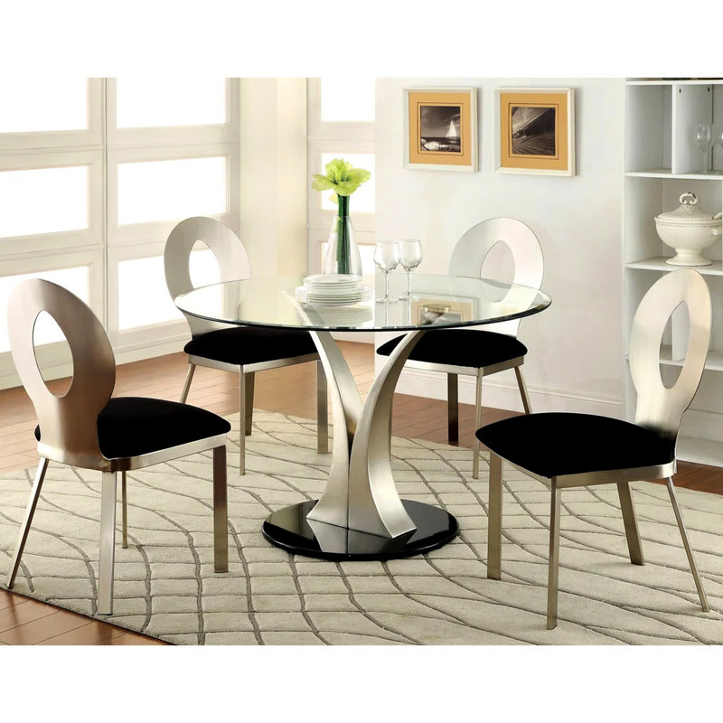 2 chaises d'appoint, en microfibre et en métal, argent / noir, siège rembourré, dossier ovale pour les repas 2 noir + argent, assise