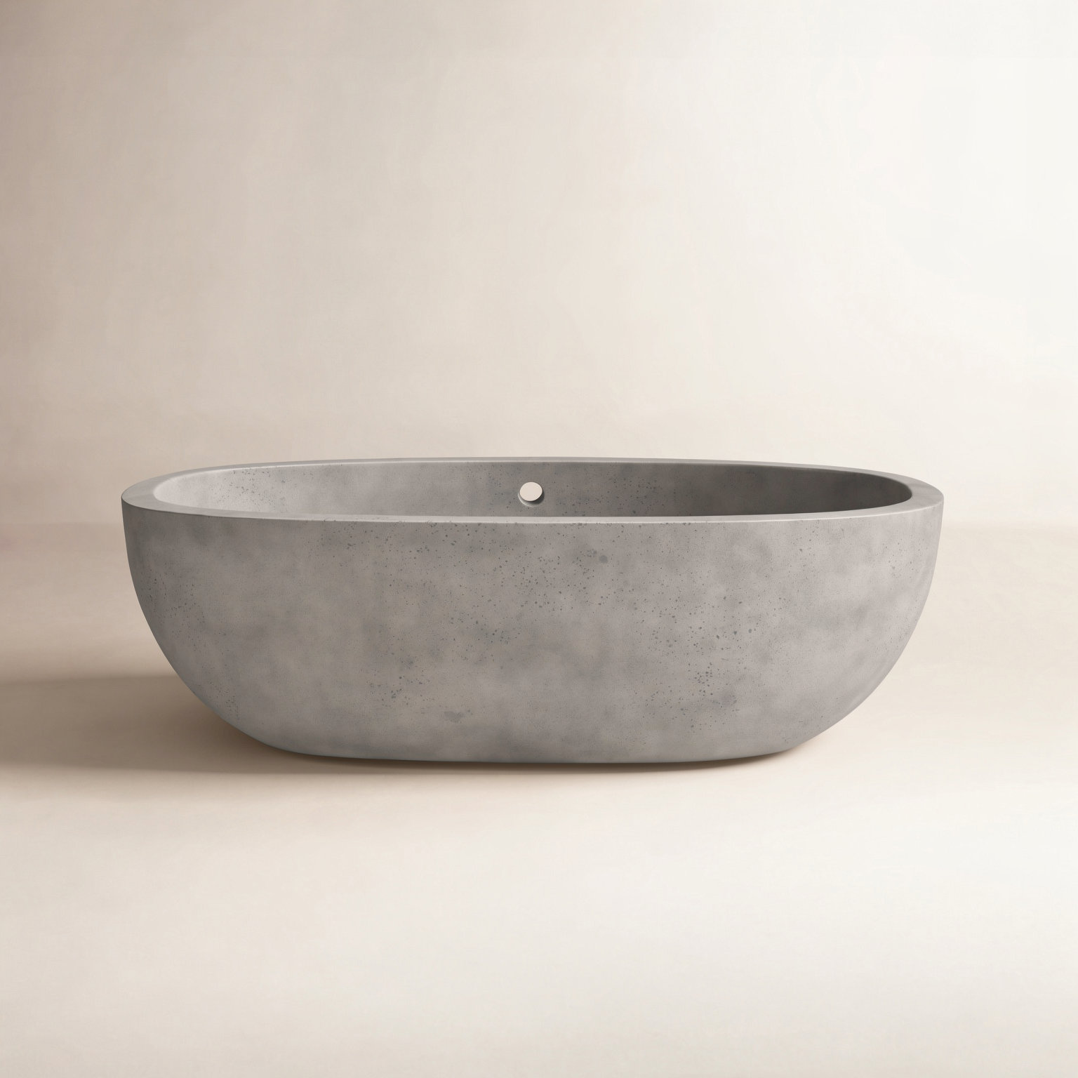 Avalon NativeStone Concrete Freestanding Oval Soaking Bathtub, 23" H x 36" W x 72" L, Ash