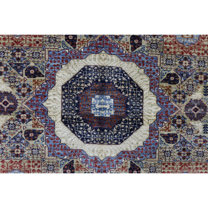Hand Knotted Wool Area Rug in Beige