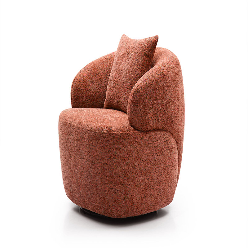 35'' Wide Upholstered Barrel Chair, Orange Fabric