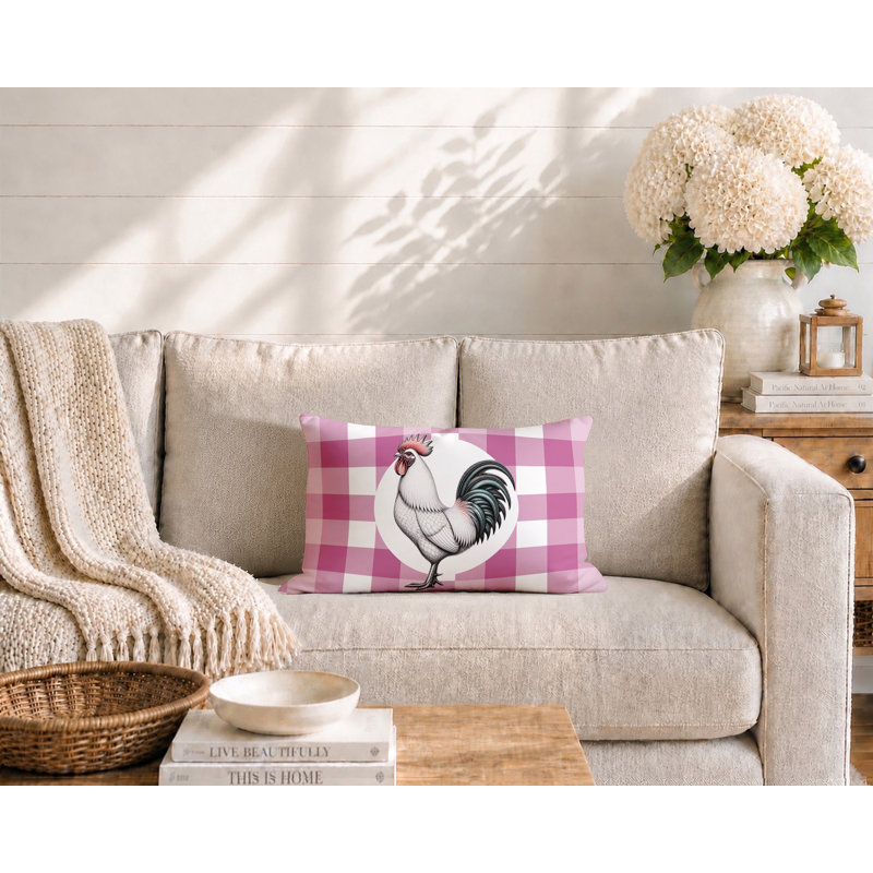 Oreiller réversible intérieur / extérieur Rooster, 20 po x 14 po, Magenta