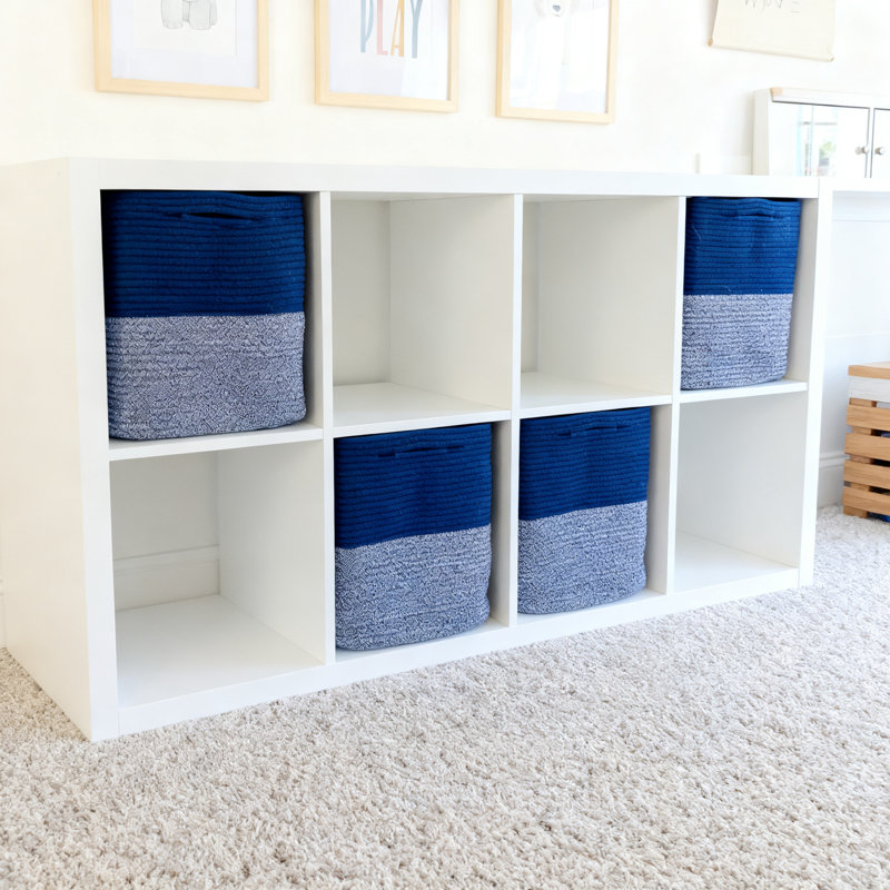 Storage Cube Bins 3-Pack, Woven Cotton Rope Organizer Baskets With Reinforced Handles For Shelves, Kids Toys And Closet Organization