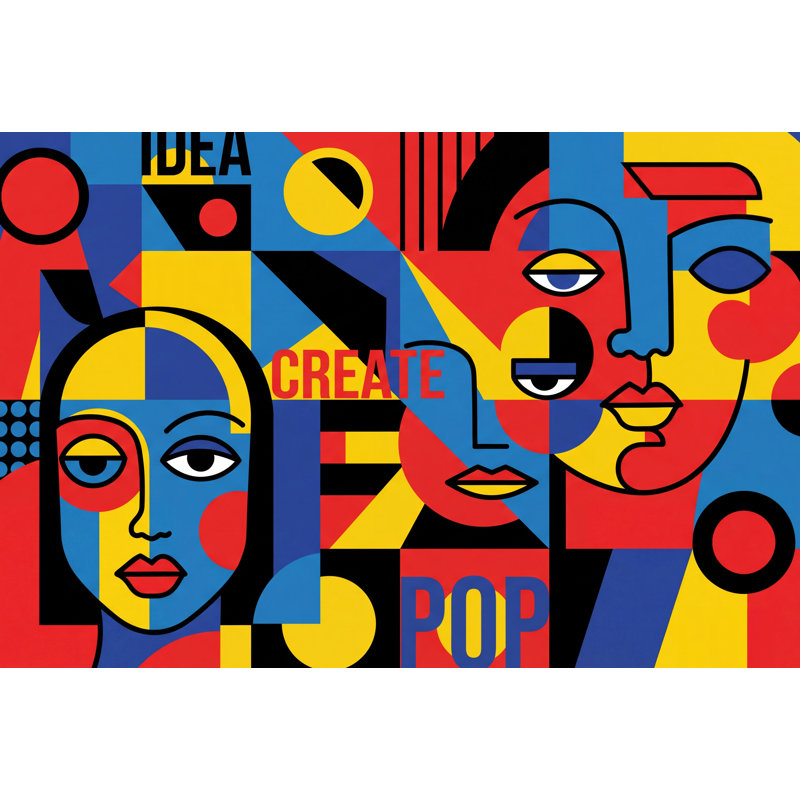 Papier peint géométrique abstrait Pop Art, Non tissé, 160 po x 108 po