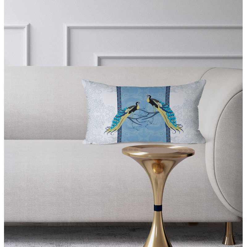 Coussin Enchanted Peacock, Bleu / blanc