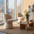 Upholstered Boucle Accent Chair Swivel Armless Barrel Chiar-1415000669
