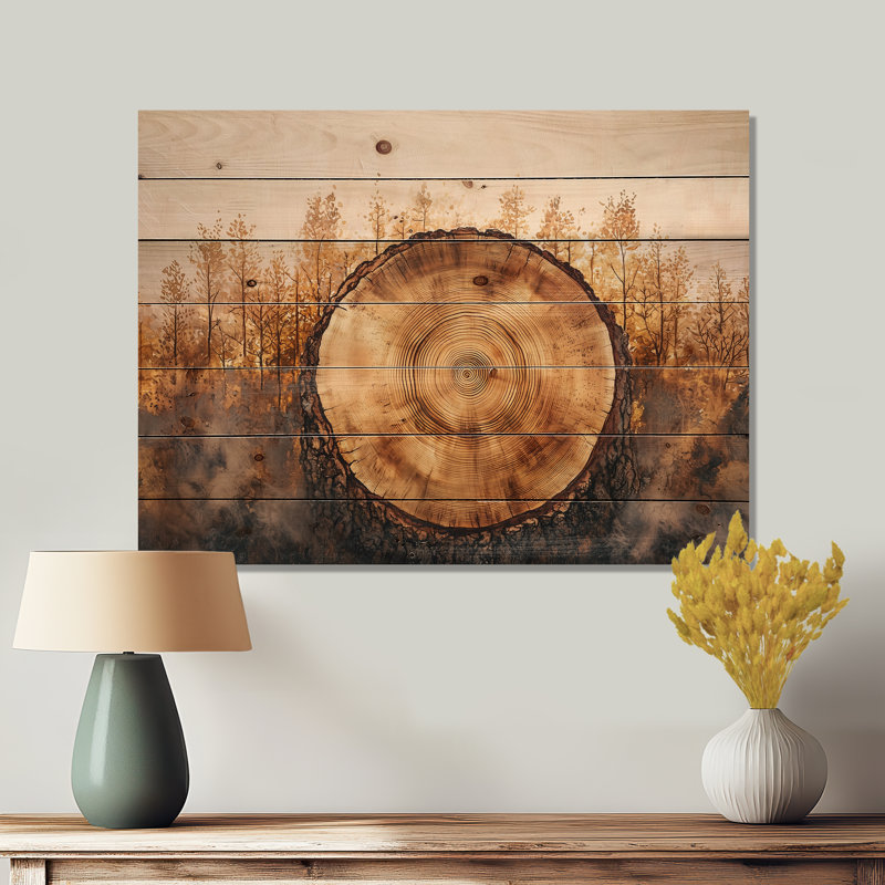 Pin sur un plateau en bois diapositive II - Décoration murale en bois d'arbre - sur bois de pin naturel, H 30 po x l 40 po