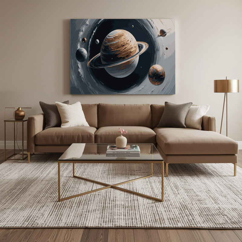 Art mural sur toile, espace minimaliste de la planète, H 11 po x l 14 po