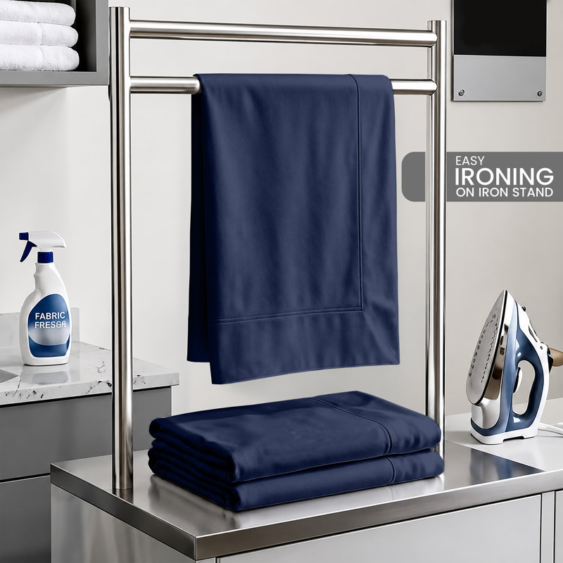 Luxury Soft Microfiber 140 Thread Count Flat Sheet Easy Care Breathable Bedding Sheet, Single (3'), NAVY