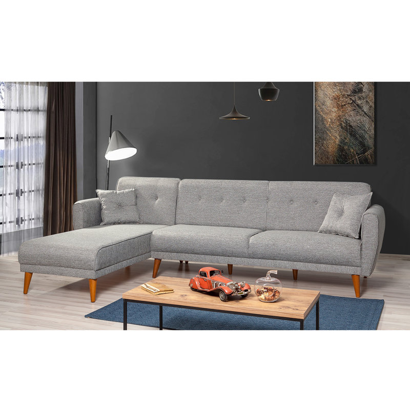 Brunson 4 Seater Sofa Bed, Grey, Right Hand Facing