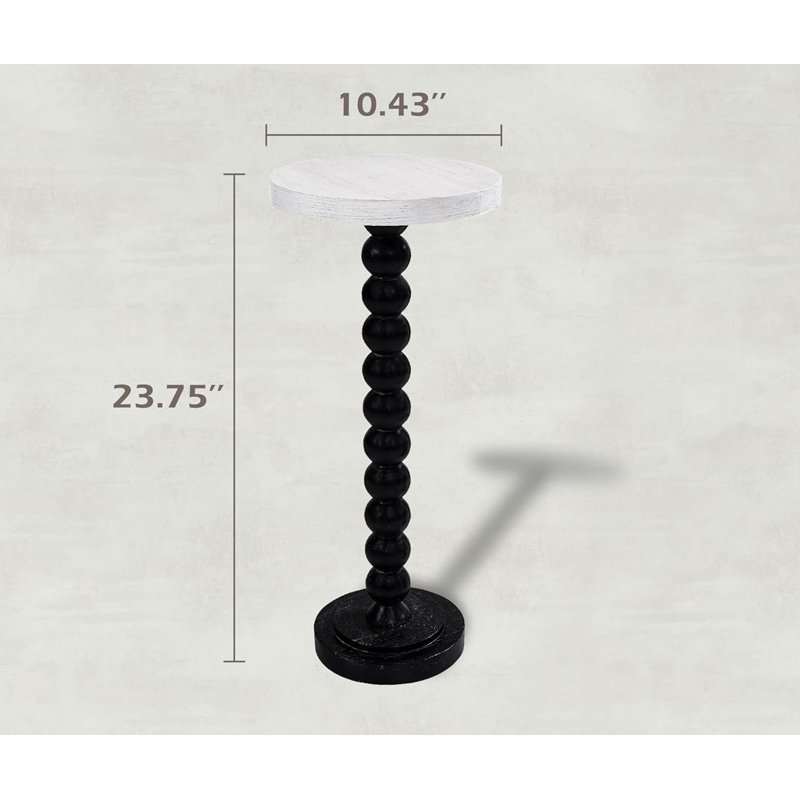 Contemporary Side Table with Black Base and Top Pedestal Small End Table Side Table