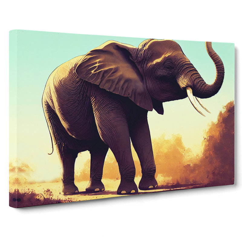 Elephant Portrait - Wrapped Canvas Print, 35cm H x 50cm W x 3cm D