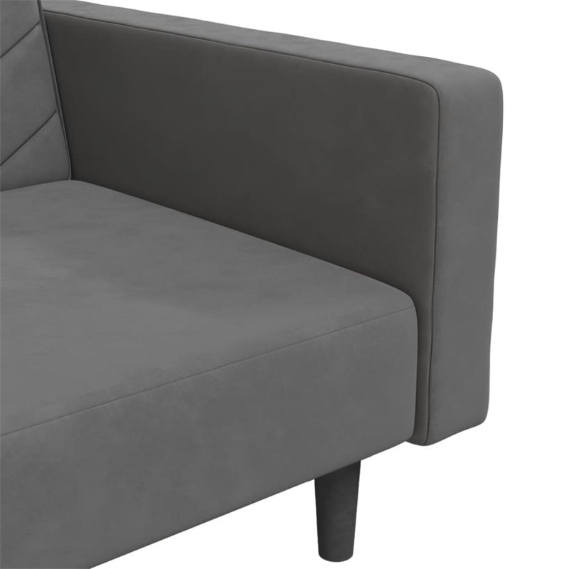 86.6'' Upholstered Sofa, Dark Gray Velvet, Black