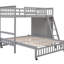 Lit superposé en bois gris avec six tiroirs, des architectures de tablettes modifiables et des tiroirs simples-654590511