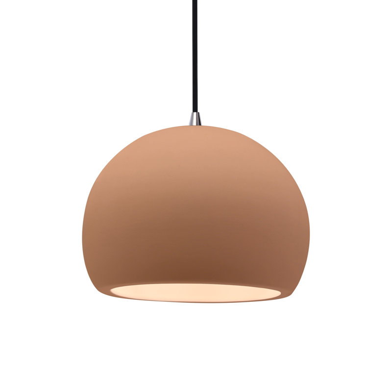 Luminaire suspendu à 1 lumière Aschwin, H 7,75 po x l 10 po x P 10 po, Adobe, Nickel brossé