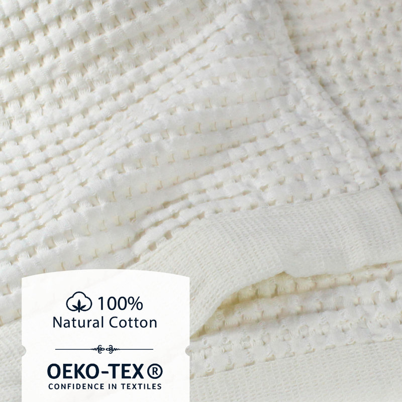 Waffle Bath Towel Set of 2 – Super Absorbent 100% Natural Cotton, Quick-Drying, Modern Style, Bath Towels - 2 Pack, Cream