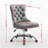 A&A Furniture Office Chair,Modern Chenille Upholstered Tufted Button Home Office Chair with Chrome Metal Base,Adjustable Desk Chair Swivel Office Chair (Gray)-1409363509