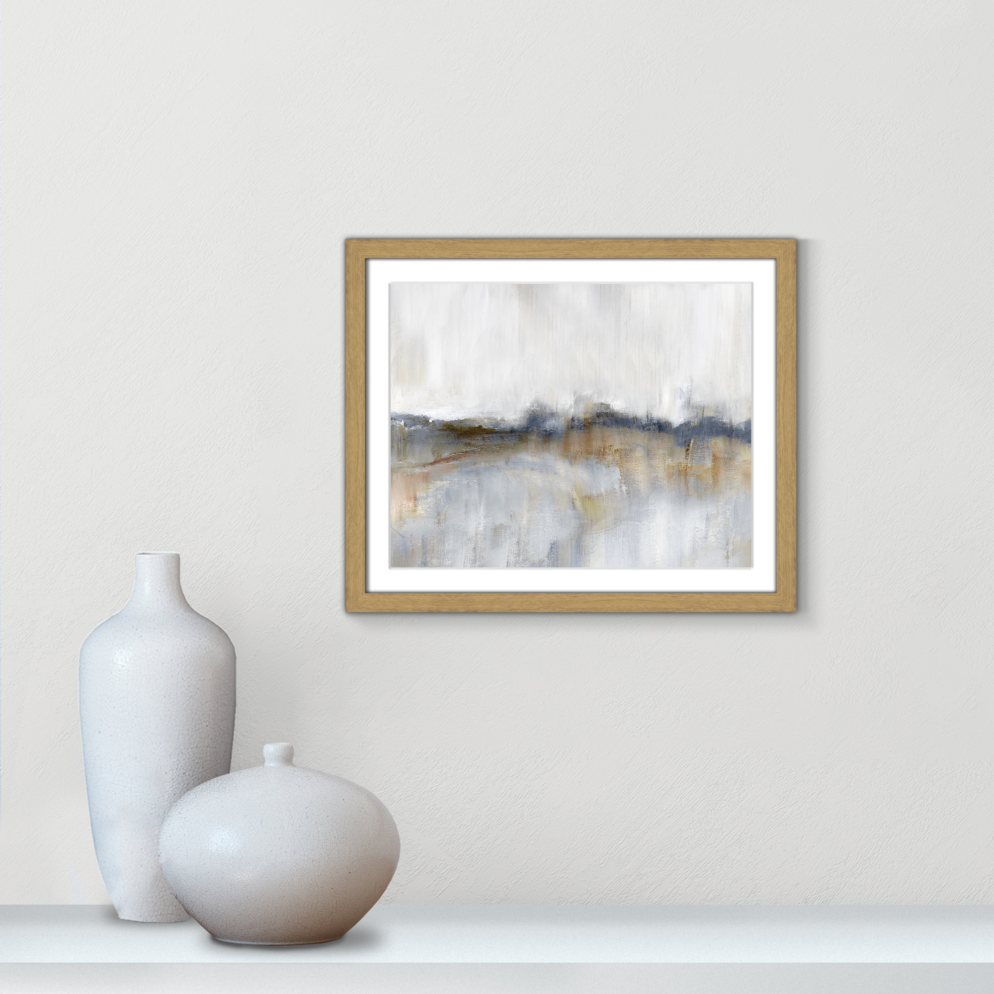 Autumnal Tide by Nan, 16" H x 19" W x 0.75" D, Natural Framed