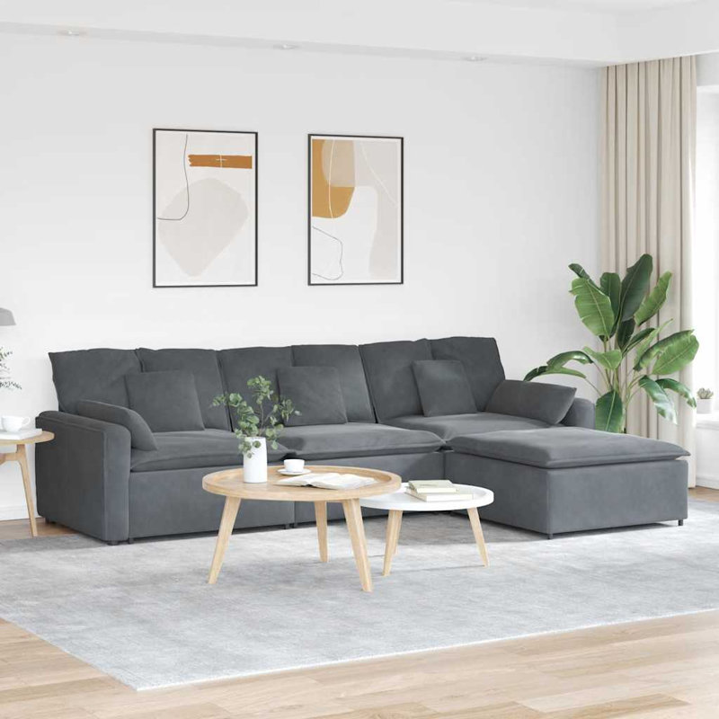  Canapé modulaire surdimensionné en velours gris foncé (100% polyester)
