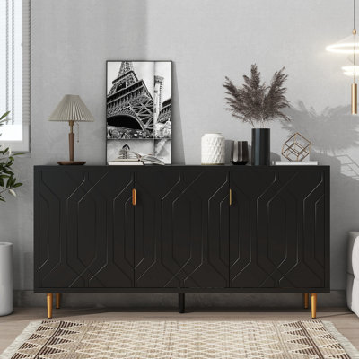 Lakedrick 65'' Console Table,Storage Cabinet with 3 Doors and Adjustable Shelves,Modern TV Stand