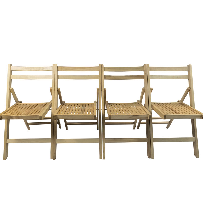 Chaises pliantes en bois massif - 4 pièces, noir, siège à lattes confortable, idéal pour différentes occasions, pliable, capacité de poids de 220 livres