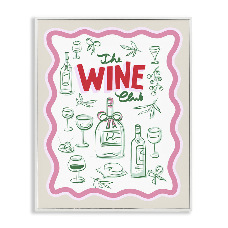 Wine Club Minimal Glam Framed Giclee, design by Dominique Vari, H 30 po x l 24 po