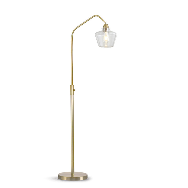 Fatos 66'' Accent Floor Lamp, Clear, Brushed Brass