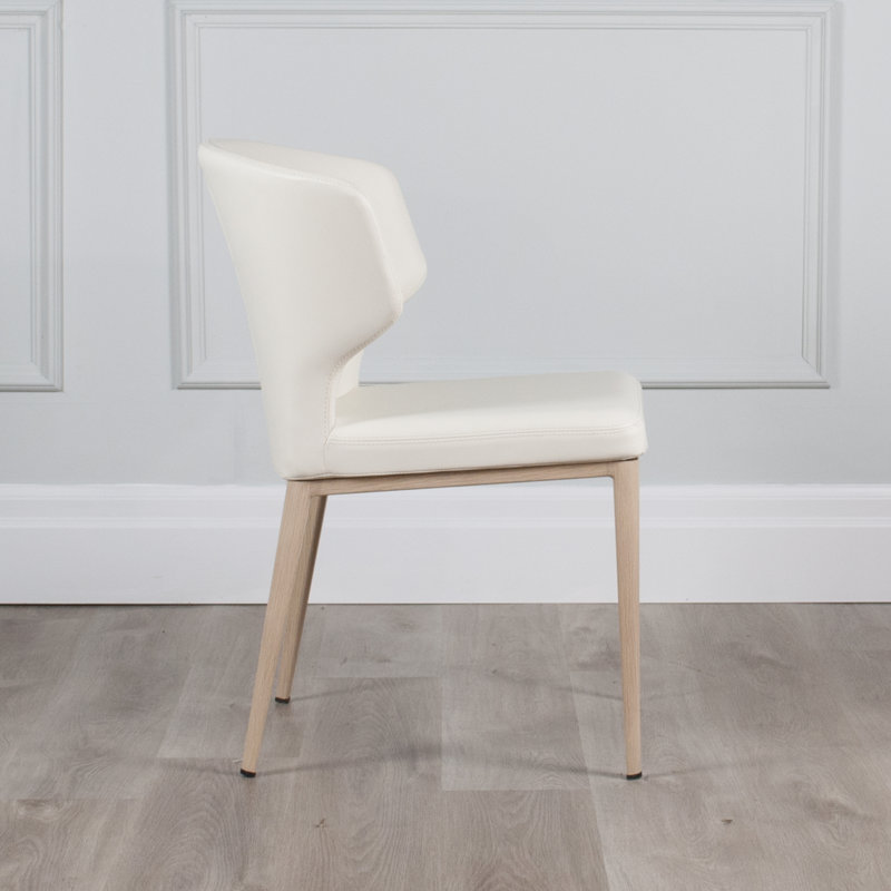 Chaise d'appoint rembourrée Belby, Blanc, Brun clair