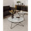 Table basse, plateau en marbre blanc avec base en fer noir complexe, design moderne glamour, idéal pour les espaces de vie chics