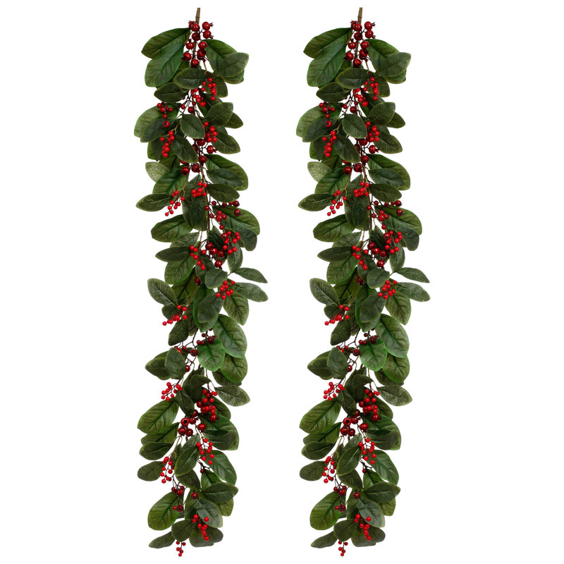 Guirlande Holiday Leaf Berry, ensemble de 2 à 5 pieds