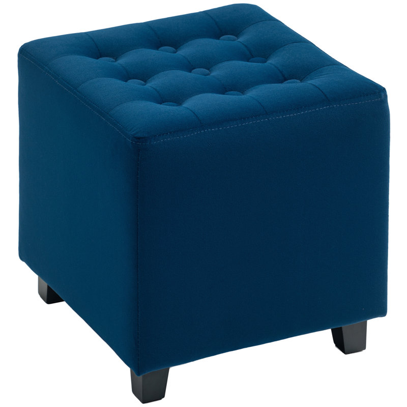 Taitianna 35cm Wide Solid Colour Footstool Ottoman, Blue