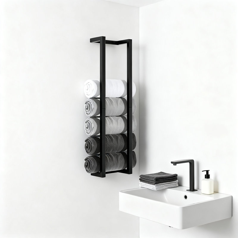 Porte-serviettes mural en acier inoxydable (noir)