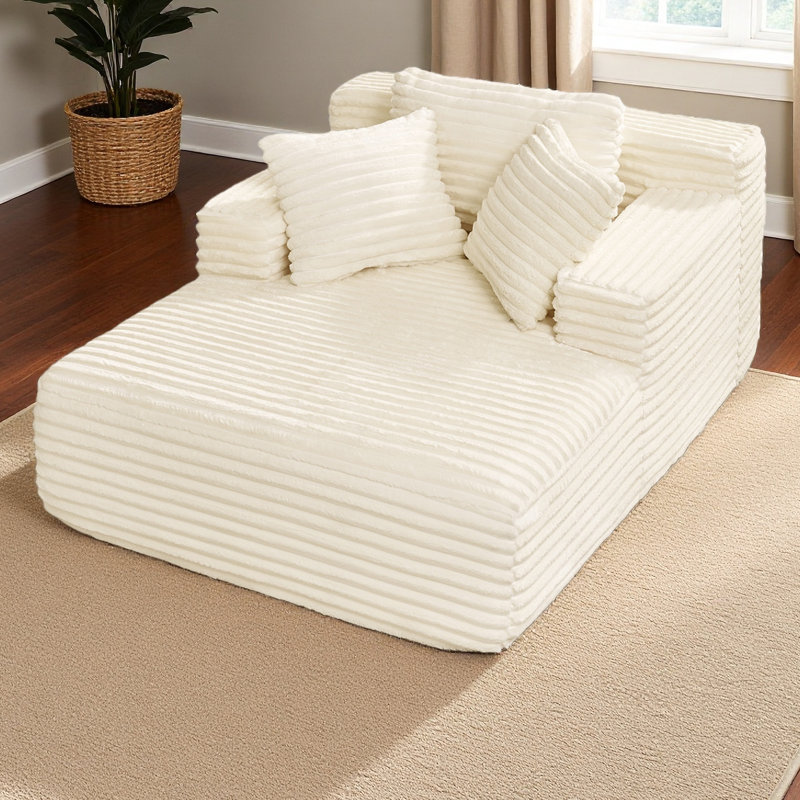 Méridienne rembourrée en velours côtelé rembourré avec assise profonde Living Room, Beige