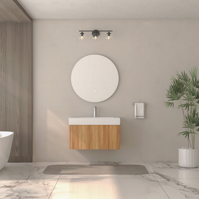 Meuble-lavabo mural de 30 po avec lavabo, armoire de salle de bain murale flottante avec contreplaqué intégré