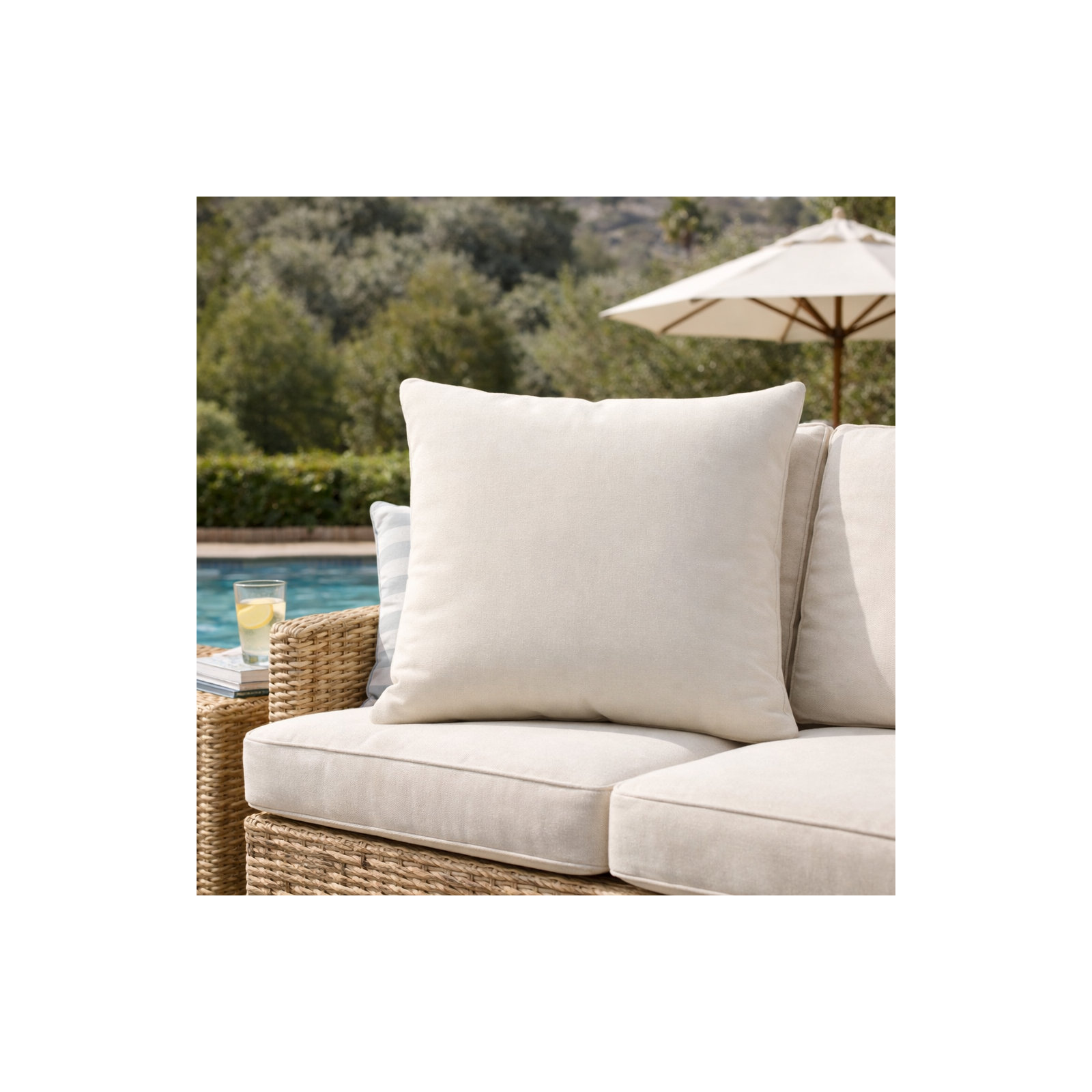Indoor/Outdoor Throw Pillow, Square 24", Canvas Natural Sunbrella® Canvas