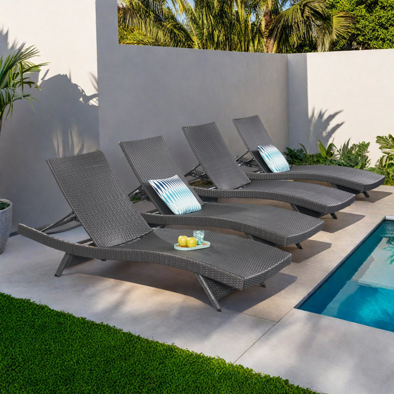 Blaise Outdoor Chaise Lounge Set, Gray