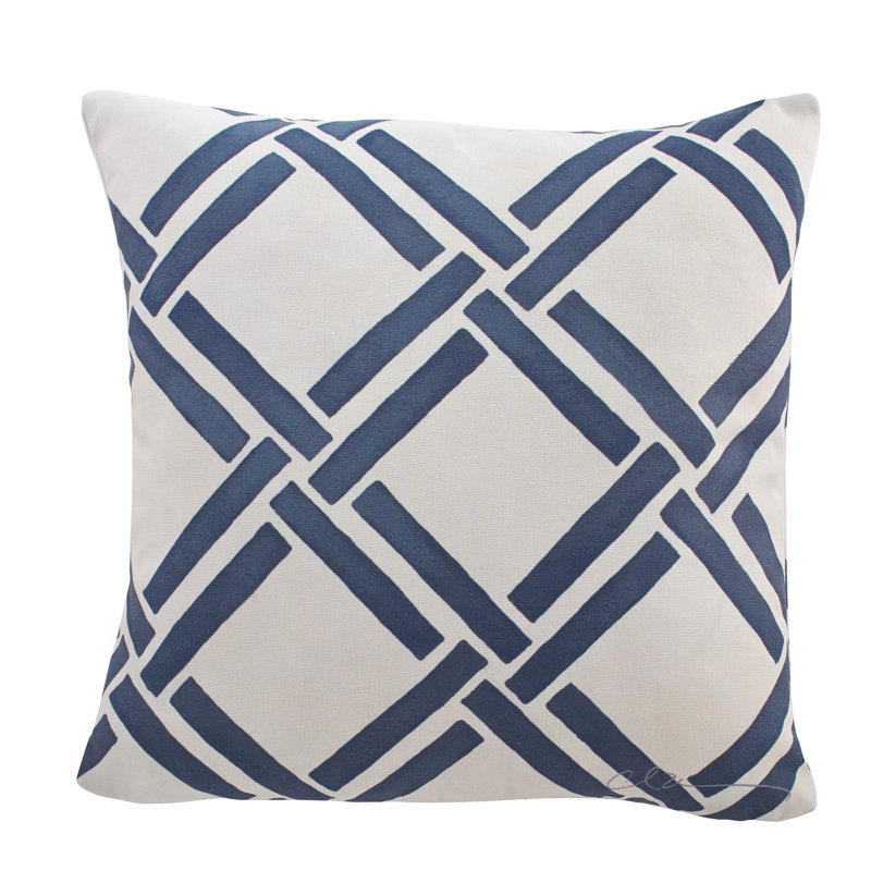 Geometric Reversible Throw Pillow, 18" x 18", Navy