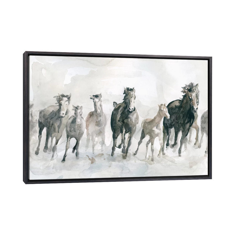 " Running Wild " by Carol Robinson, No Mat, Distressed Black Framed Canvas, 26" H x 40" W x 1.5" D