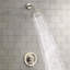 Pomme de douche à une poignée à 6 jets avec installation murale, valve brute incluse, joint réglable à 360 °, trous, levier pour le réglage de la température, fabrication en plastique nickel brossé