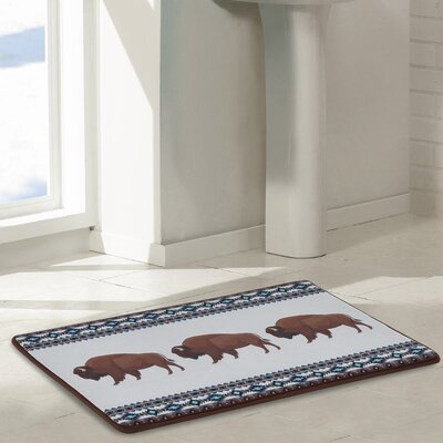 Buffalo Blue Southwestern Geometric Tribal North American Bison Decorative Memory Foam Bath Mat Rug -  Foundry Select, 191F7B0218F4471E9D06CA2C7379D022