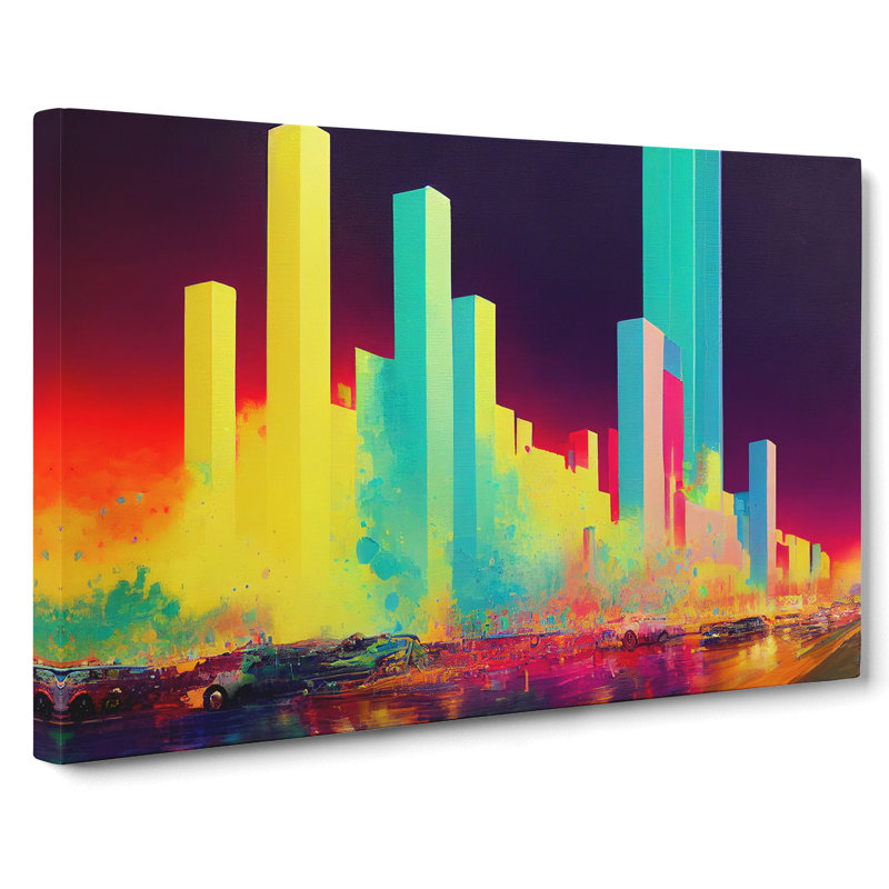 Dripping Paint City Skyline Vol.1 - Wrapped Canvas Print, 35cm H x 50cm W x 3cm D