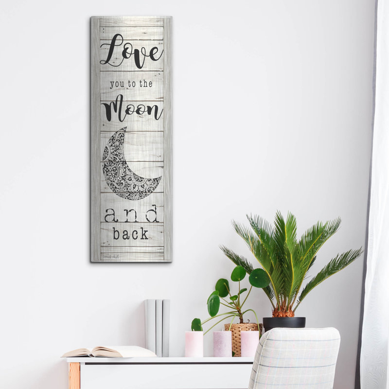 Art mural en métal luxueux «Love You To The Moon and Back» par Cindy Jacobs, 12 po x 36 po, H 36 po x l 12 po