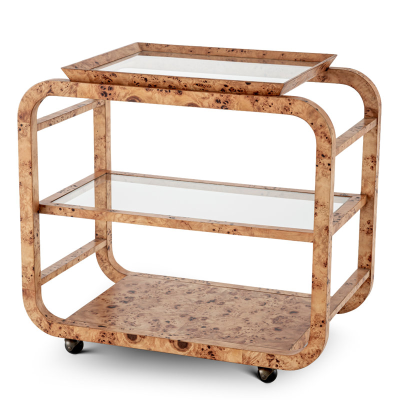 Trolley Mayfair Light Brown Mappa Burl Veneer, Light Brown