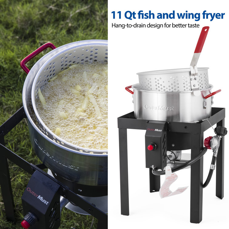 30 QT Turkey Fryer Pot with Drain Valve, Lid, & Turkey Rack