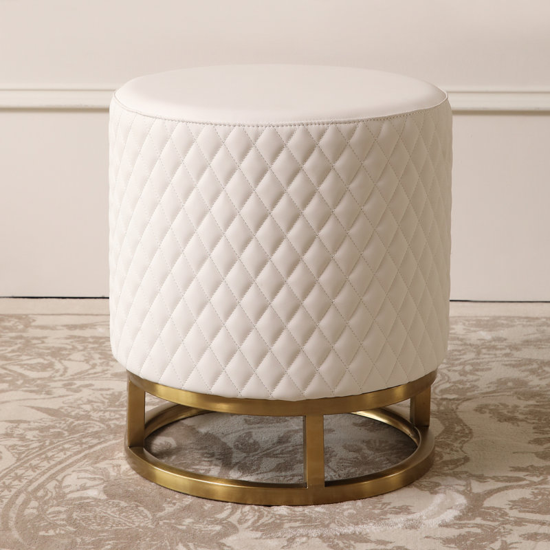 Essica Solid Wood Accent Stool, White